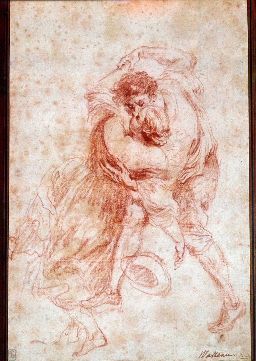 Draw-suudelmassa on Jean Antoine Watteaun (1684-1721) verta. 1700-luvulla. Pariisi, Louvre-museo tekijältä Jean Antoine Watteau