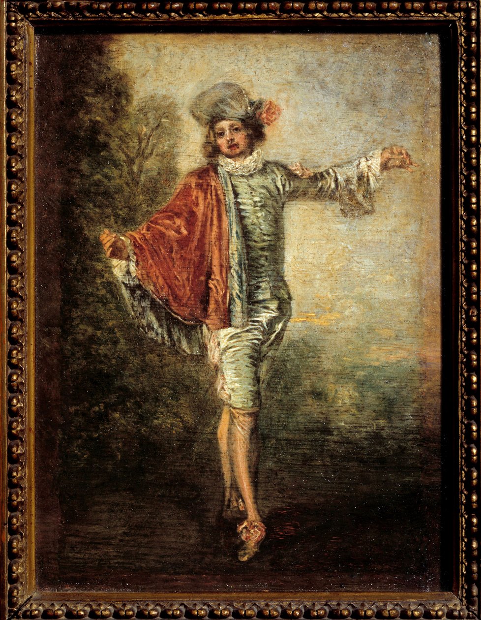 Välinpitämätön. Jean Antoine Watteaun (1684-1721) maalaus noin 1717. Öljy puulle. Koko: 0,25 x 0,19 m. - Välinpitämätön mies. Jean Antoine Watteaun (1684-1721) maalaus, n. 1717. Öljy puulle. 0,25 x 0,19 m. Louvre-museo, Pariisi tekijältä Jean Antoine Watteau