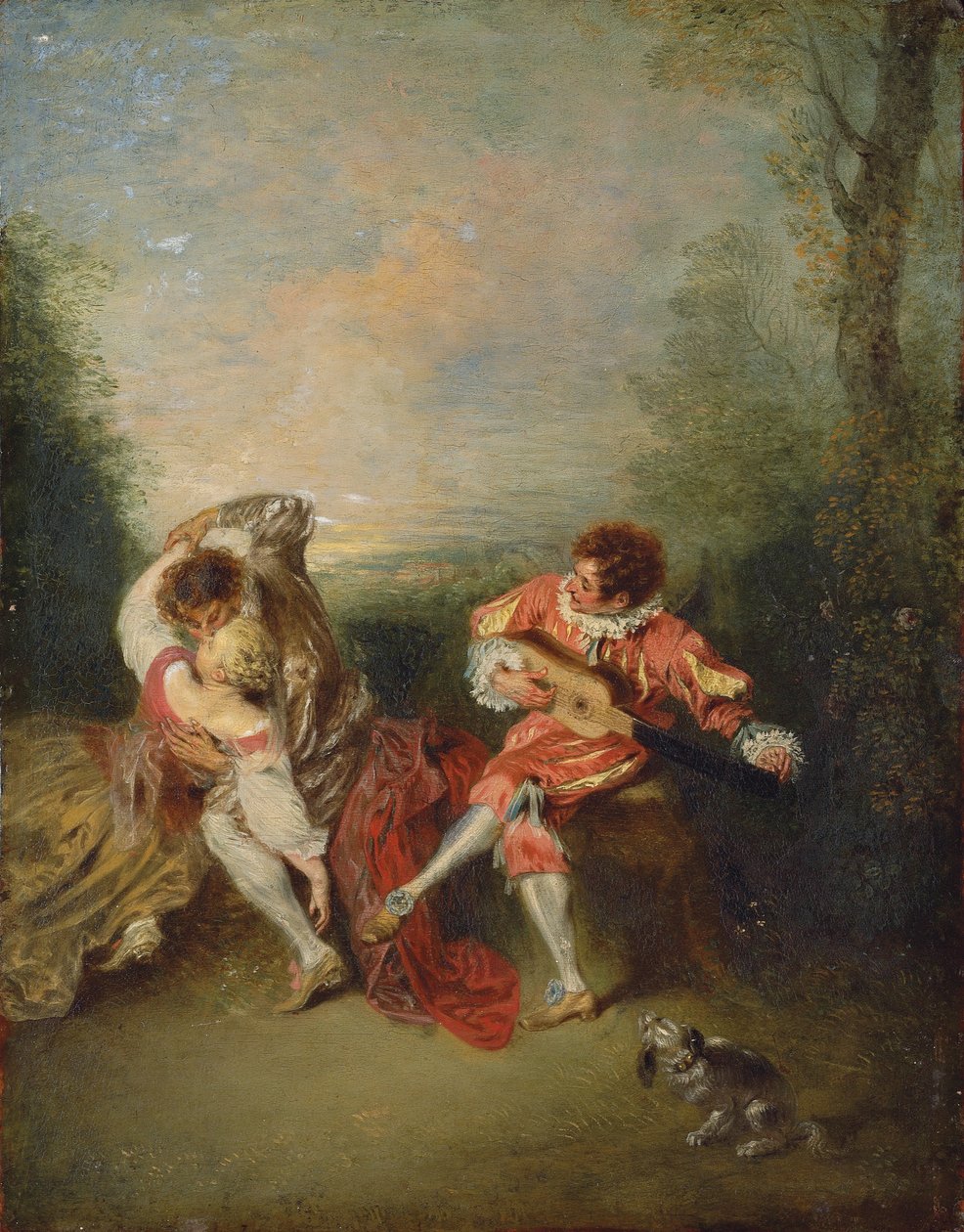 Yllätys (öljy paneeliin) tekijältä Jean Antoine Watteau