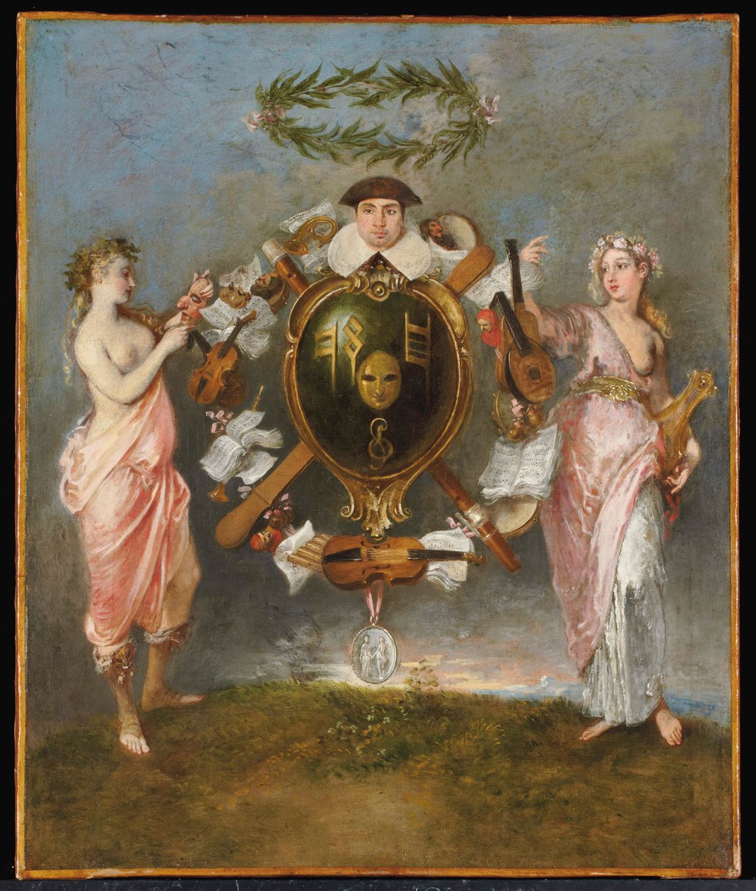 Komedian ja musiikin liitto tekijältä Jean Antoine Watteau