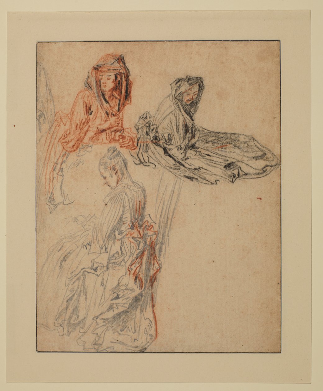 Kolme tutkimusta naishahmoista, noin 1716-1718 tekijältä Jean Antoine Watteau