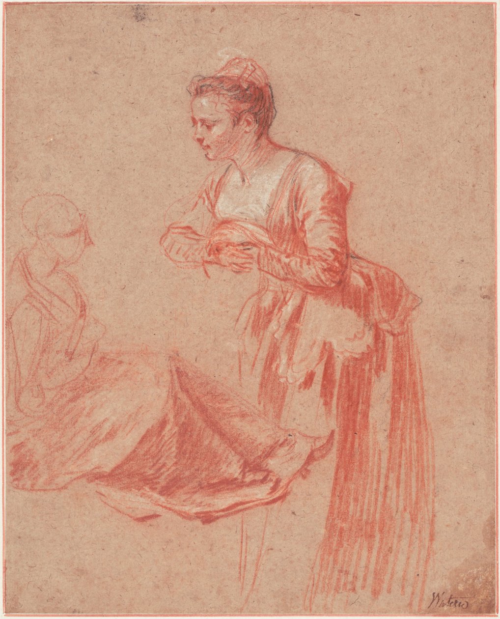 Kaksi figuuritutkimusta nuoresta naisesta, n. 1716 tekijältä Jean Antoine Watteau