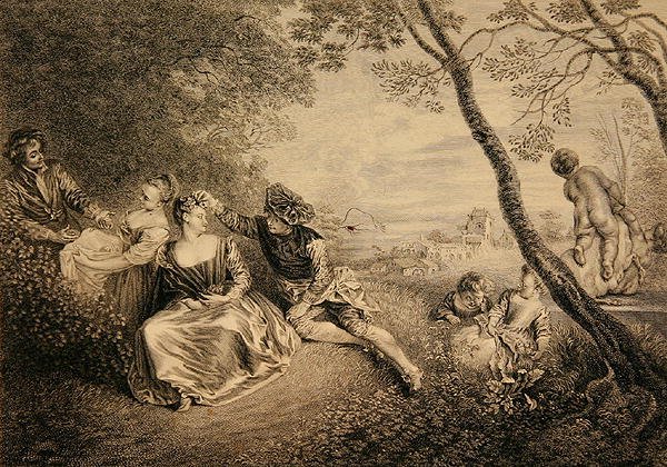 Huvitukset Champetres tekijältä Jean Antoine Watteau