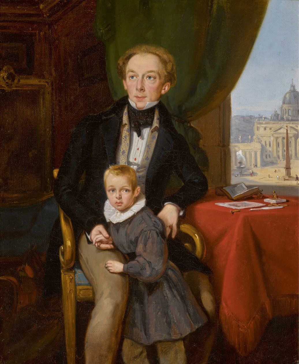 Muotokuva kreivi Pjotr Ivanovitš Meshcherskystä 1802-1876 poikansa Nikolain kanssa, 1935. tekijältä Jean Auguste Bard