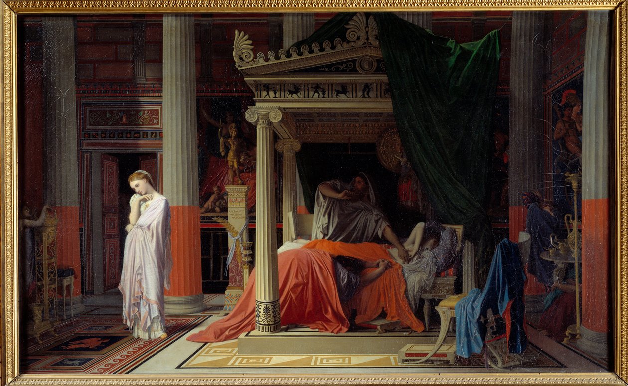 Antiochus-tauti eli Antiochus ja Stratonice Antiochus (324-261 eKr.) on kyllästynyt rakkaudesta äitipuolistaan Stratoniceen. Jean Auguste Dominique Ingresin (1780-1867) maalaus 1840 su. 0,57x0,98 m Chantilly, musee Conde - Antiochuksen tai Antiochuksen tau tekijältä Jean Auguste Dominique Ingres