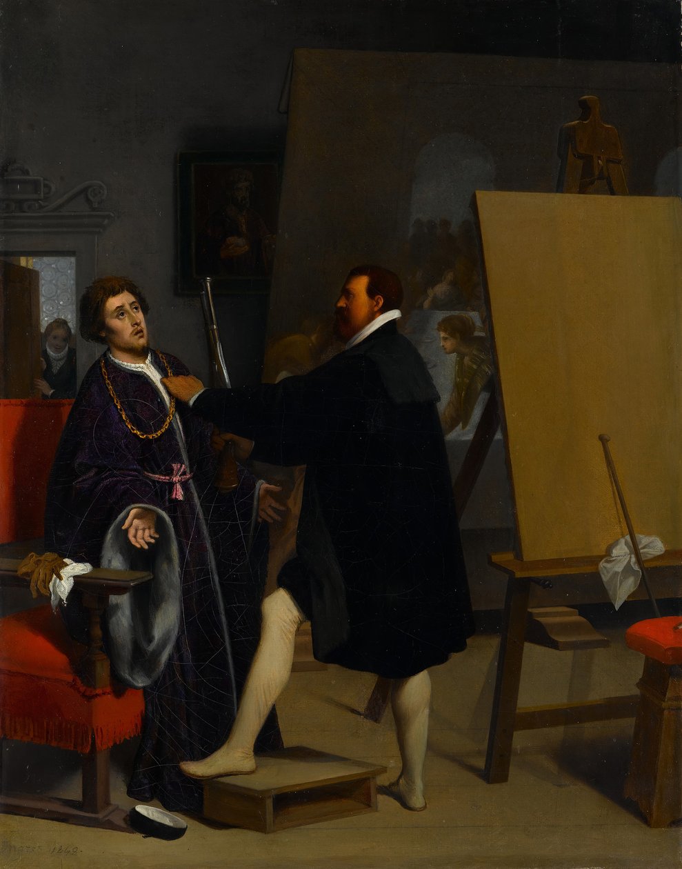 Aretino Tintoreton studiossa, 1848. tekijältä Jean Auguste Dominique Ingres