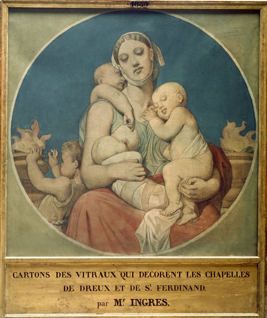 Suunnittelu Pariisin Pyhän Ferdinandin kappelin lasimaalauksille (maalaus) tekijältä Jean Auguste Dominique Ingres