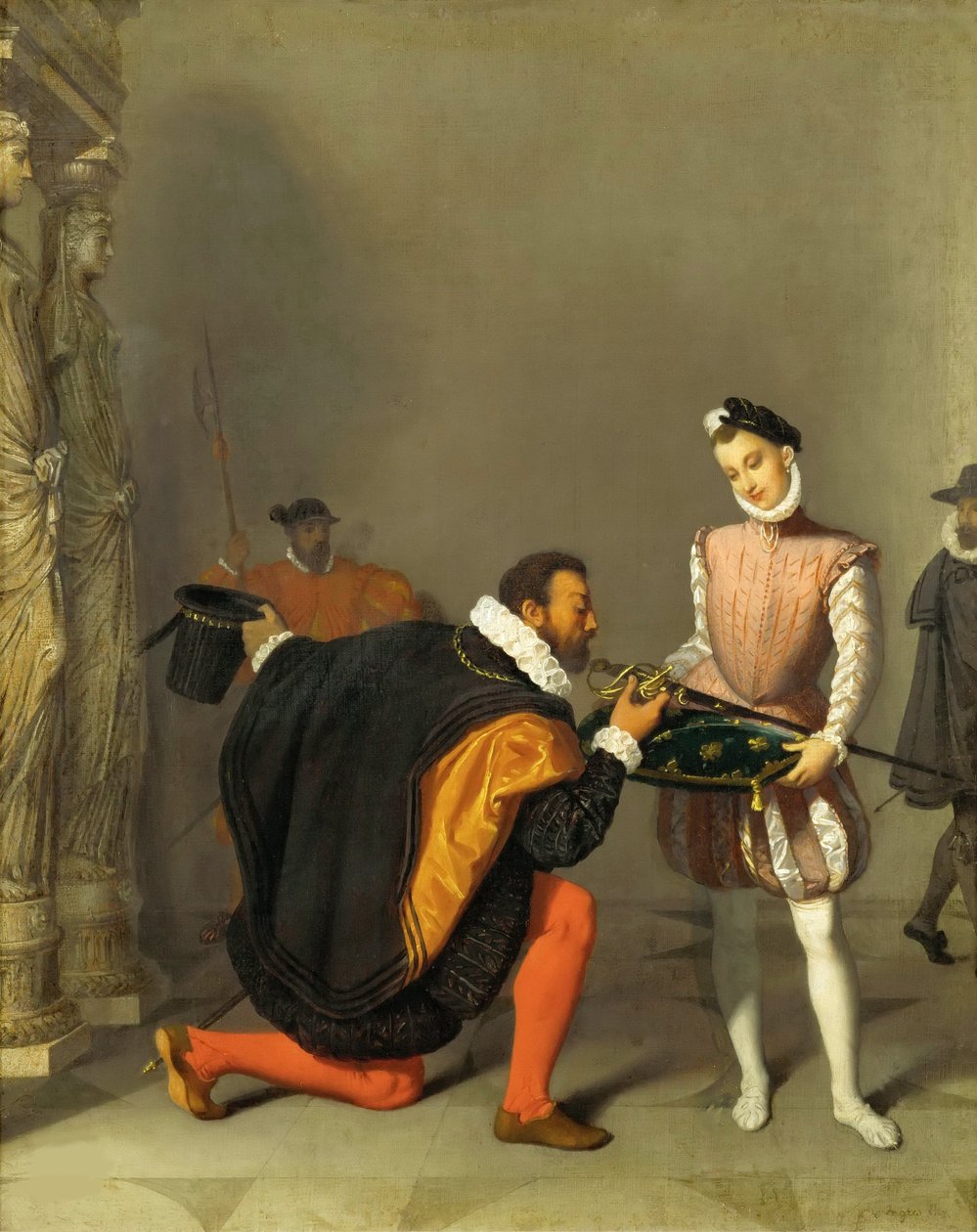 Don Pedro Toledosta suutelemassa Henrik IV:n miekkaa, 1819. tekijältä Jean Auguste Dominique Ingres