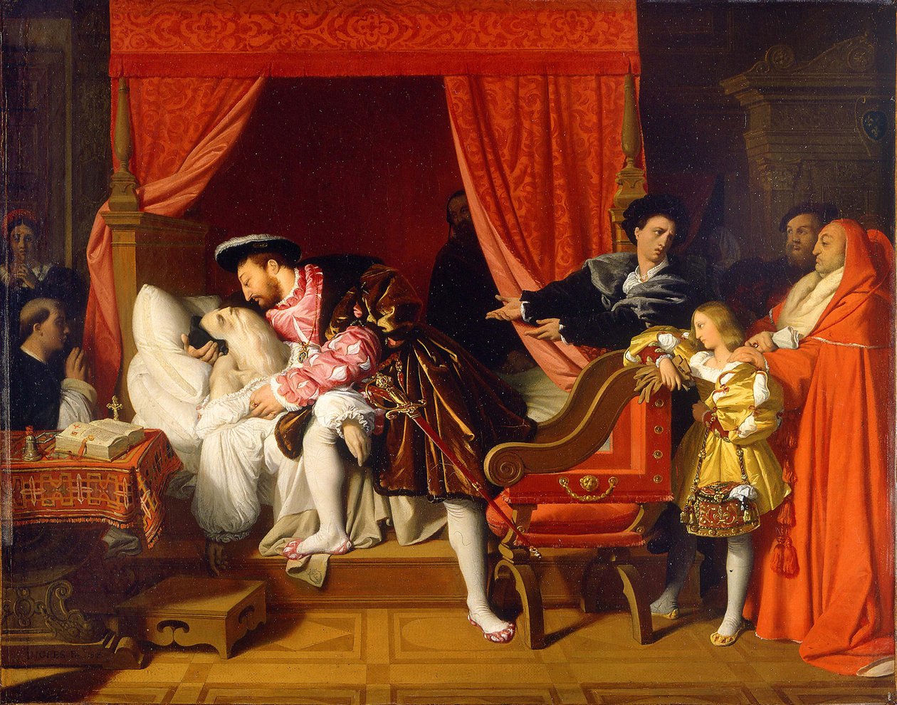 Francis I saa Leonardo da Vincin viimeiset hengenvedot tekijältä Jean Auguste Dominique Ingres