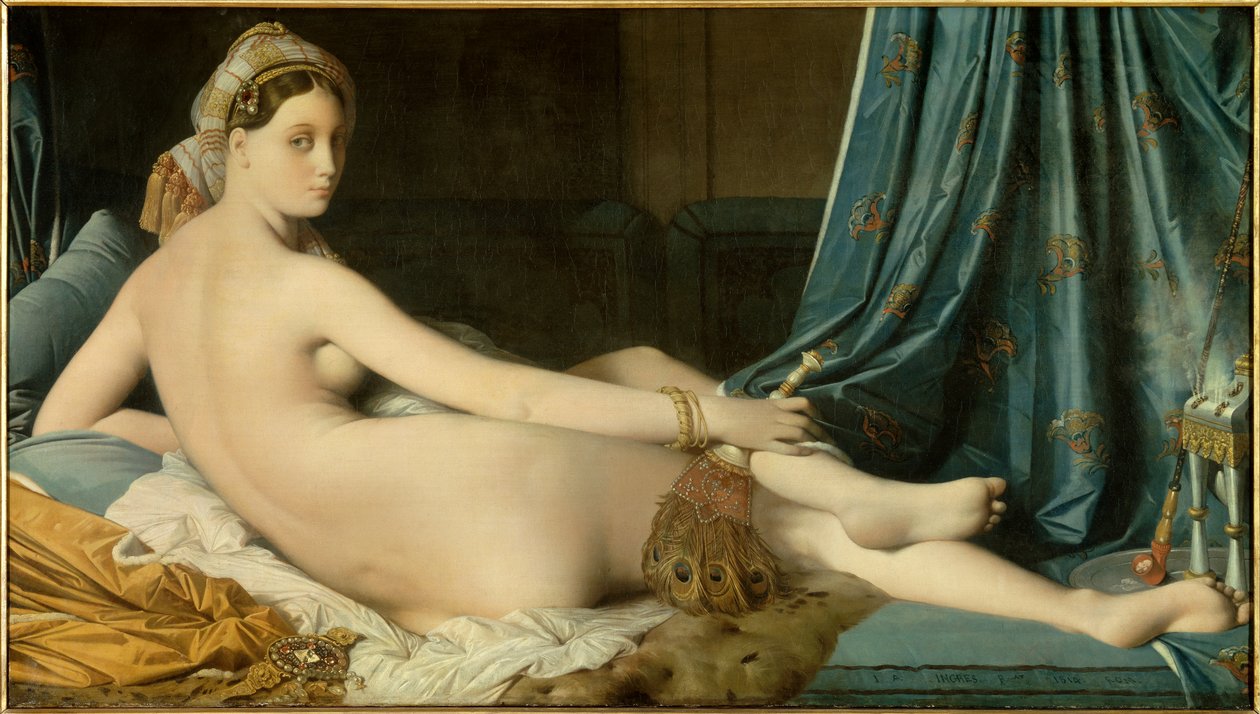 Jean Auguste Dominique Ingresin (1780-1867) Grande Odalisque Painting 1814 Dim. 0,91 x 1,62 m - Grande Odalisque. Dominique Ingresin (1780-1867) maalaus tekijältä Jean Auguste Dominique Ingres