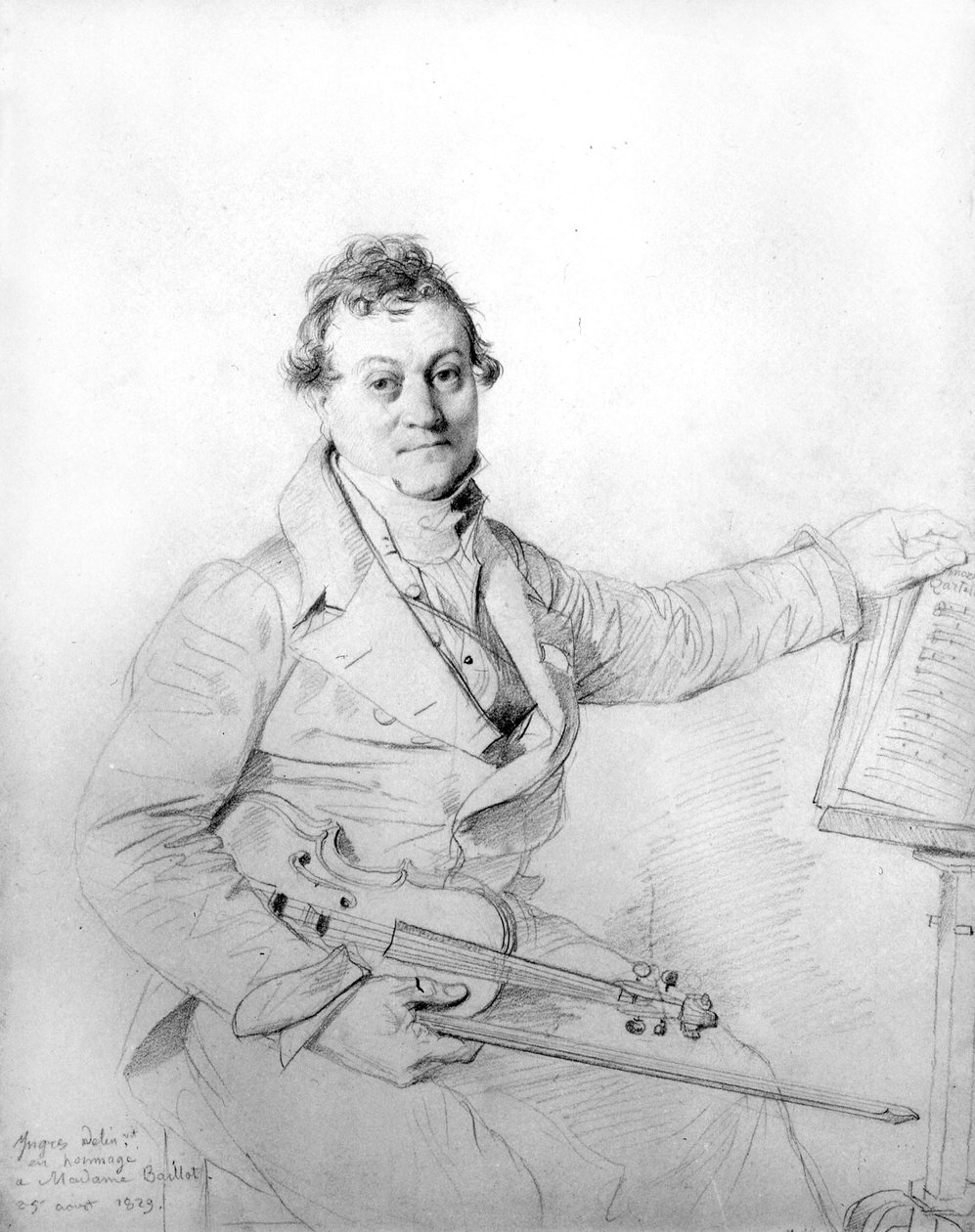 Jean Auguste Dominique Ingres viulullaan. piirustus tekijältä Jean Auguste Dominique Ingres