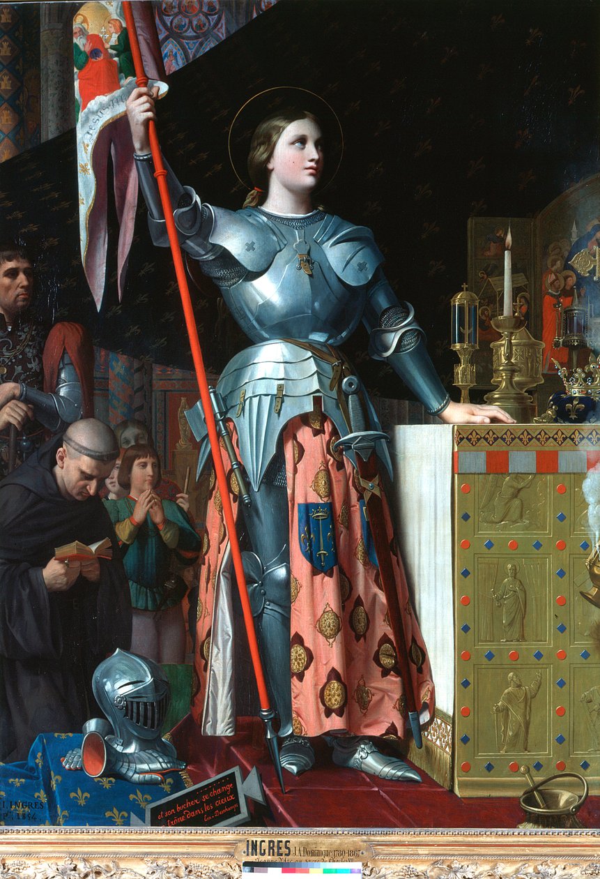 "Joan of Arc Kaarle VII:n kruunajaisissa Reimsin katedraalissa", 1429, n. 1800-1867 tekijältä Jean Auguste Dominique Ingres