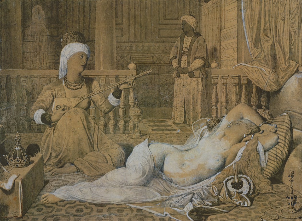 Odaliski orjan kanssa, 1858 tekijältä Jean Auguste Dominique Ingres