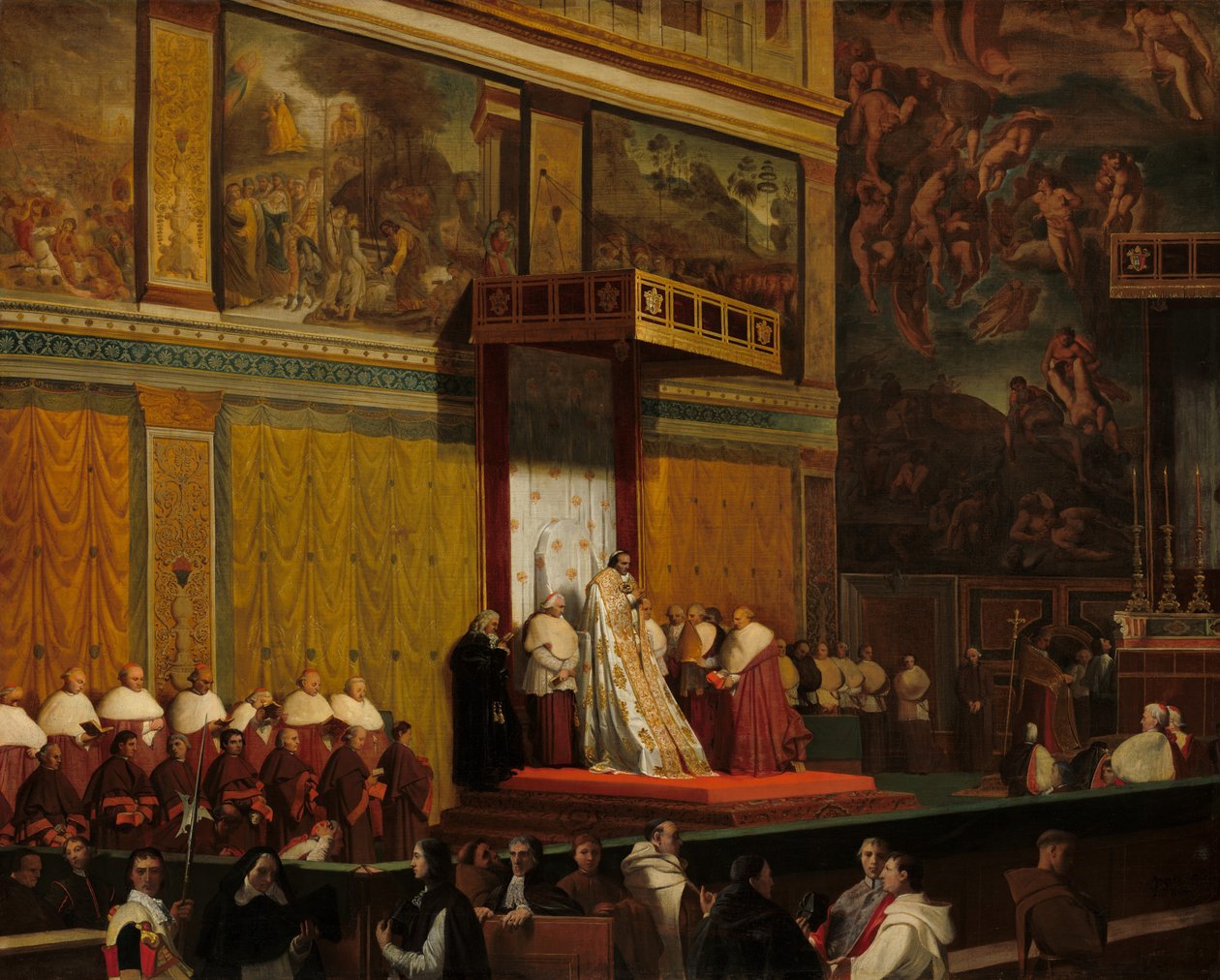 Paavi Pius VII Sikstuksen kappelissa tekijältä Jean Auguste Dominique Ingres