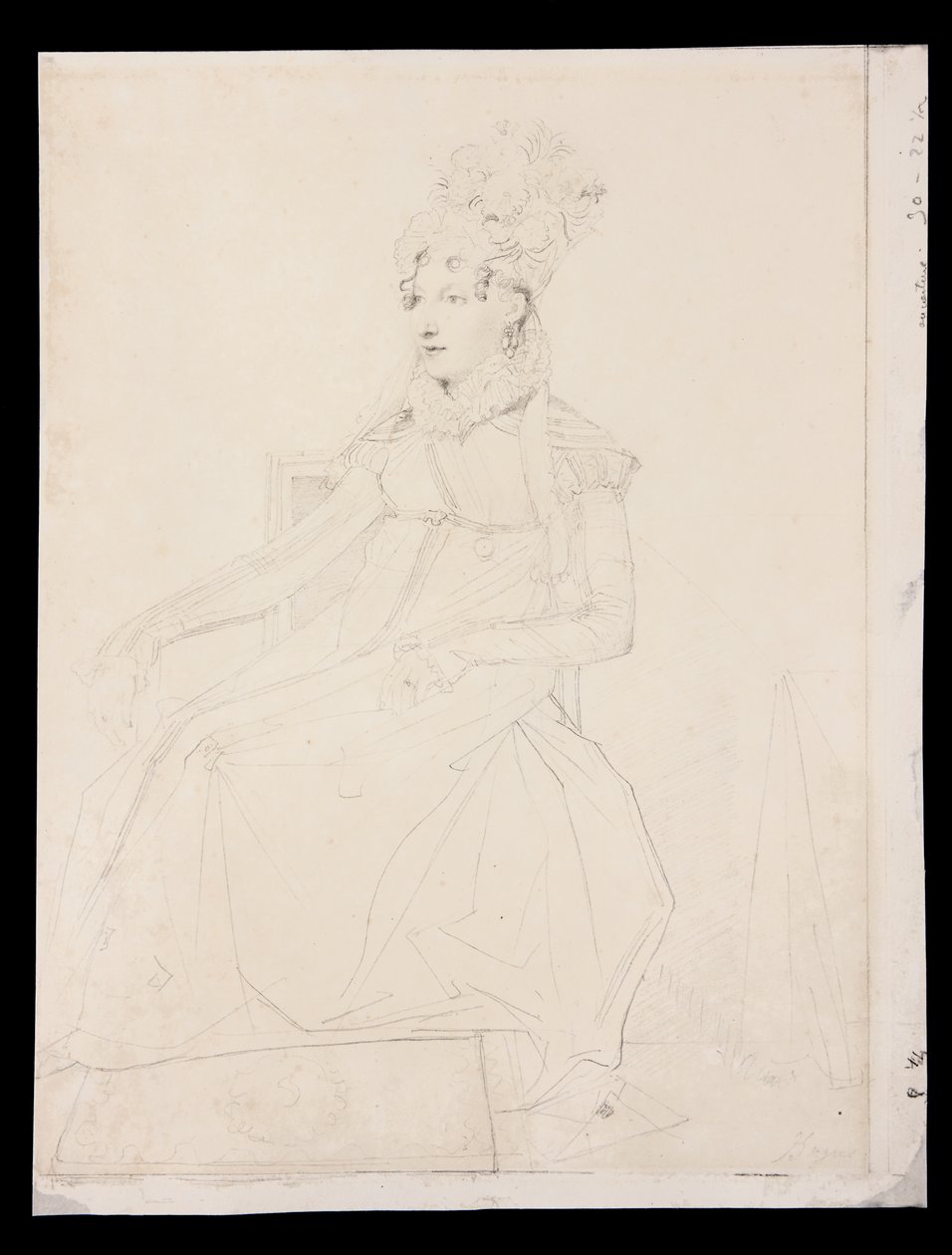 Kuningatar Caroline Muratin muotokuva (kynä paperille) tekijältä Jean Auguste Dominique Ingres