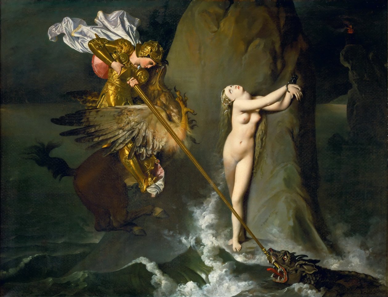 Ruggiero pelastaa Angelican tekijältä Jean Auguste Dominique Ingres