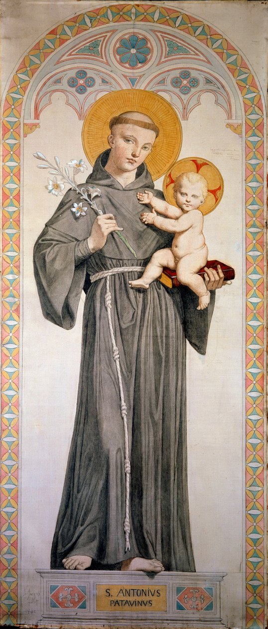 Pyhä Antonius Padovalainen (San Antonio di Padova). Jean Auguste Dominique Ingresin (1780-1867) maalaus tekijältä Jean Auguste Dominique Ingres