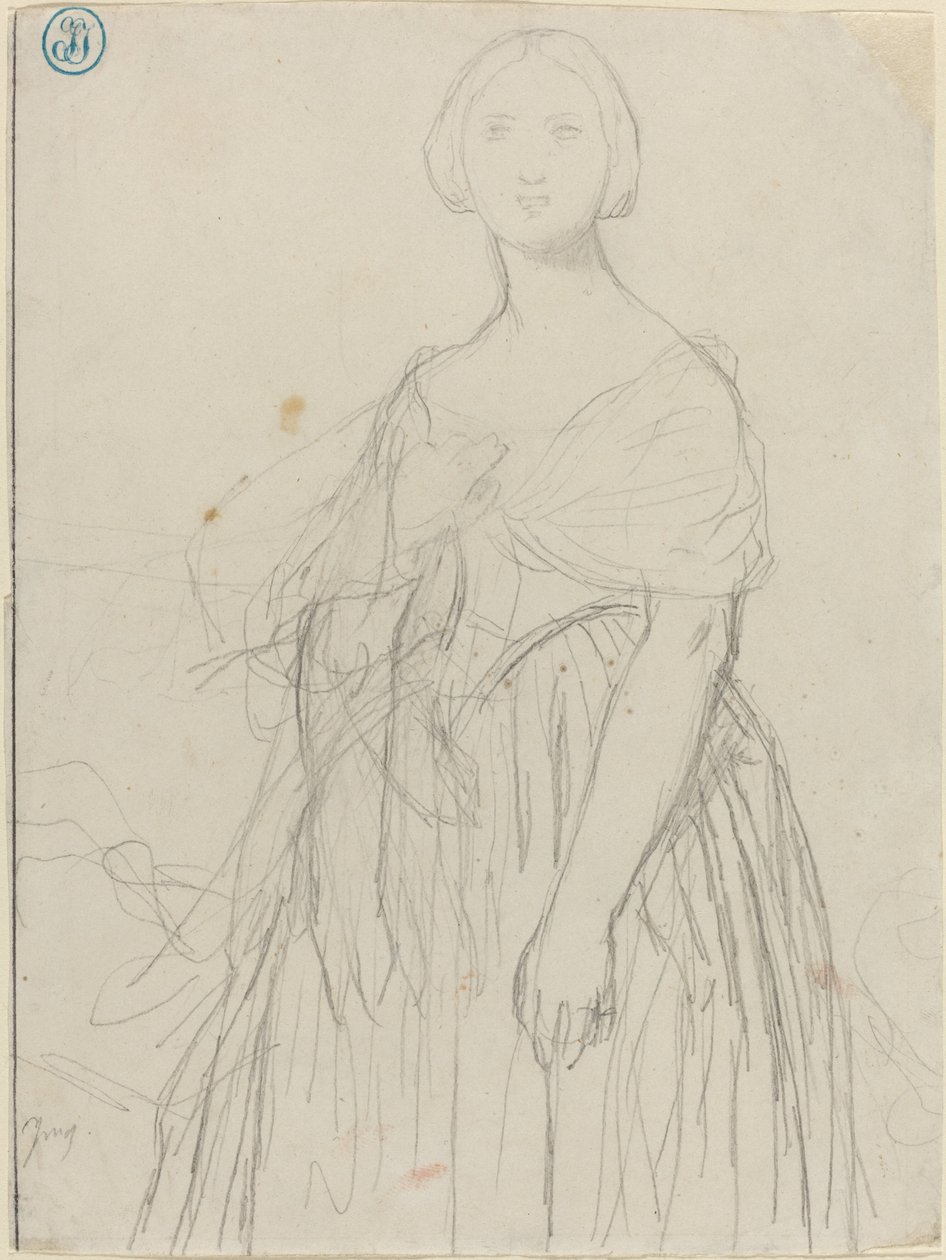 Luonnos Madame Moitessierille tekijältä Jean Auguste Dominique Ingres