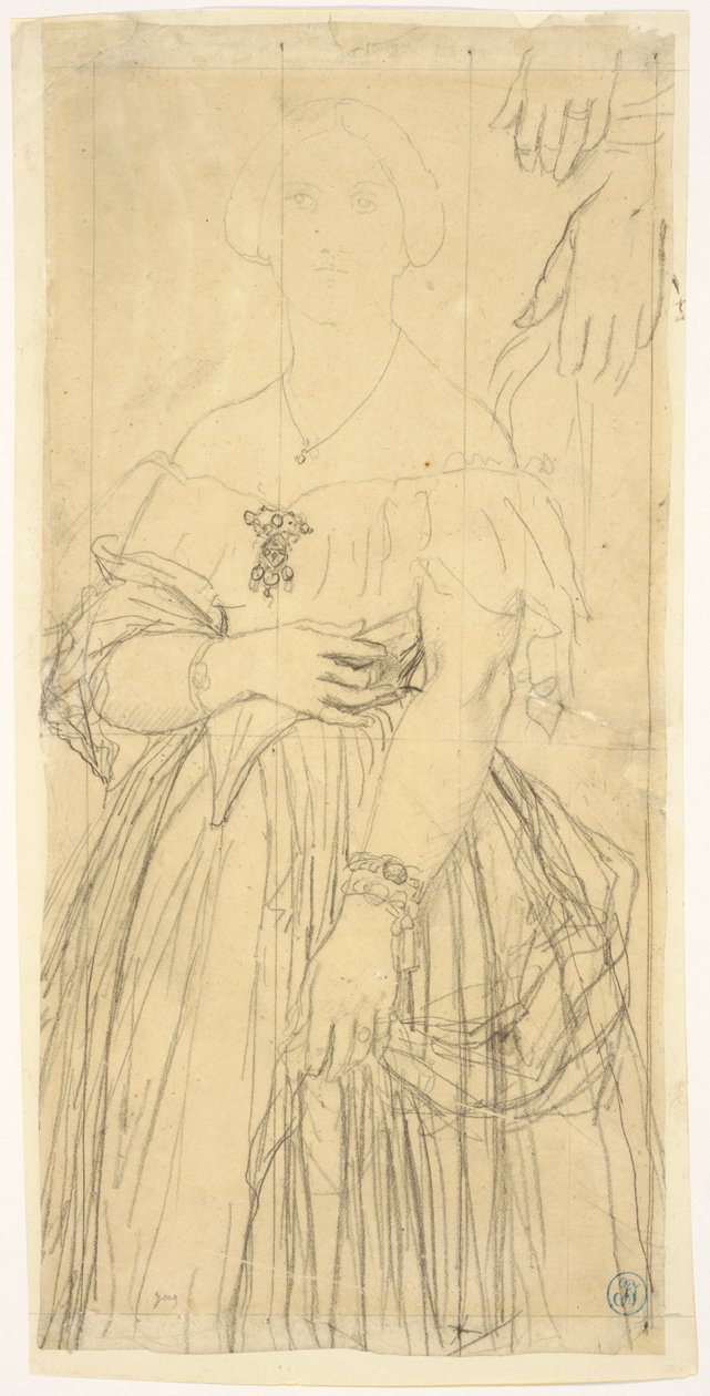 Tutkimus Madame Moitessierin pukua ja käsiä varten. tekijältä Jean Auguste Dominique Ingres