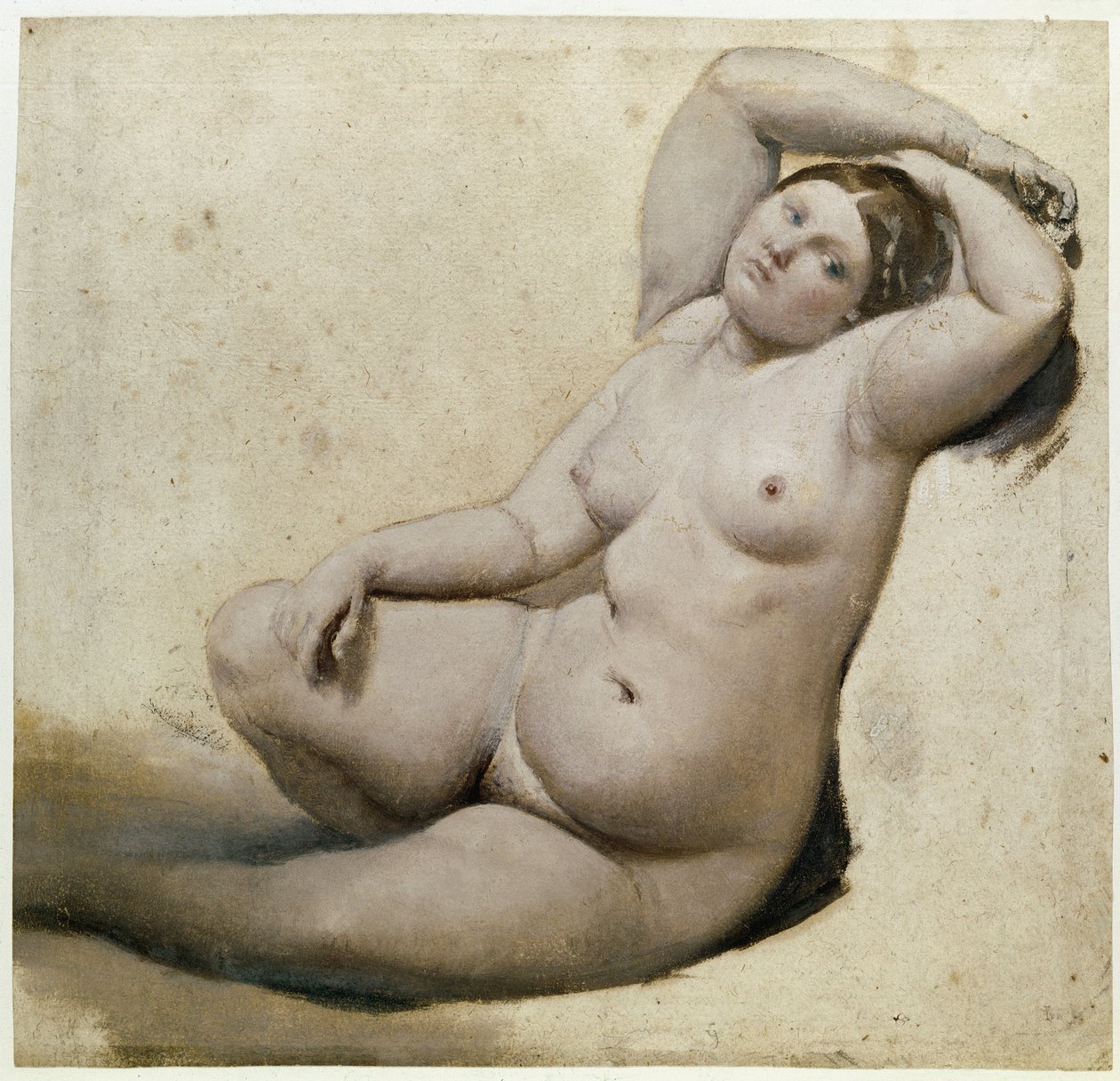 Tutkimus turkkilaiseen saunaan: Nainen kolmella kädellä - Jean Auguste Dominique Ingresin (1780-1867) maalaus öljypaperille, 25x26 cm, noin 1860. Montauban, Musee Ingres tekijältä Jean Auguste Dominique Ingres