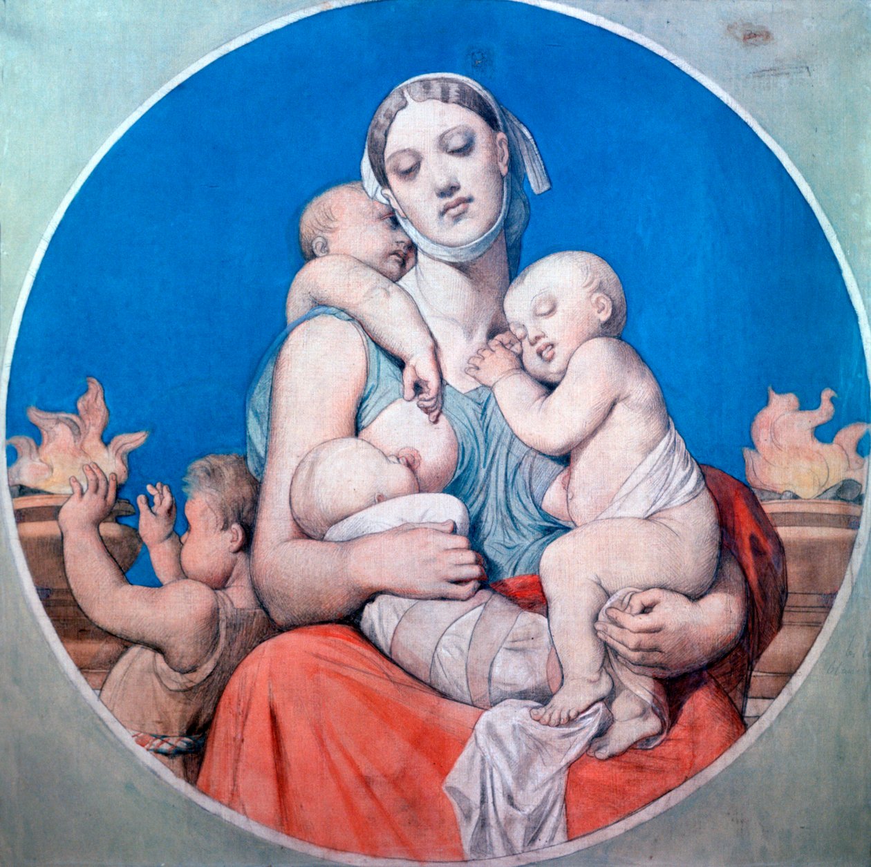Tutkimus lasimaalauksia varten Chapelle Saint Ferdinandissa, 1833 tekijältä Jean Auguste Dominique Ingres