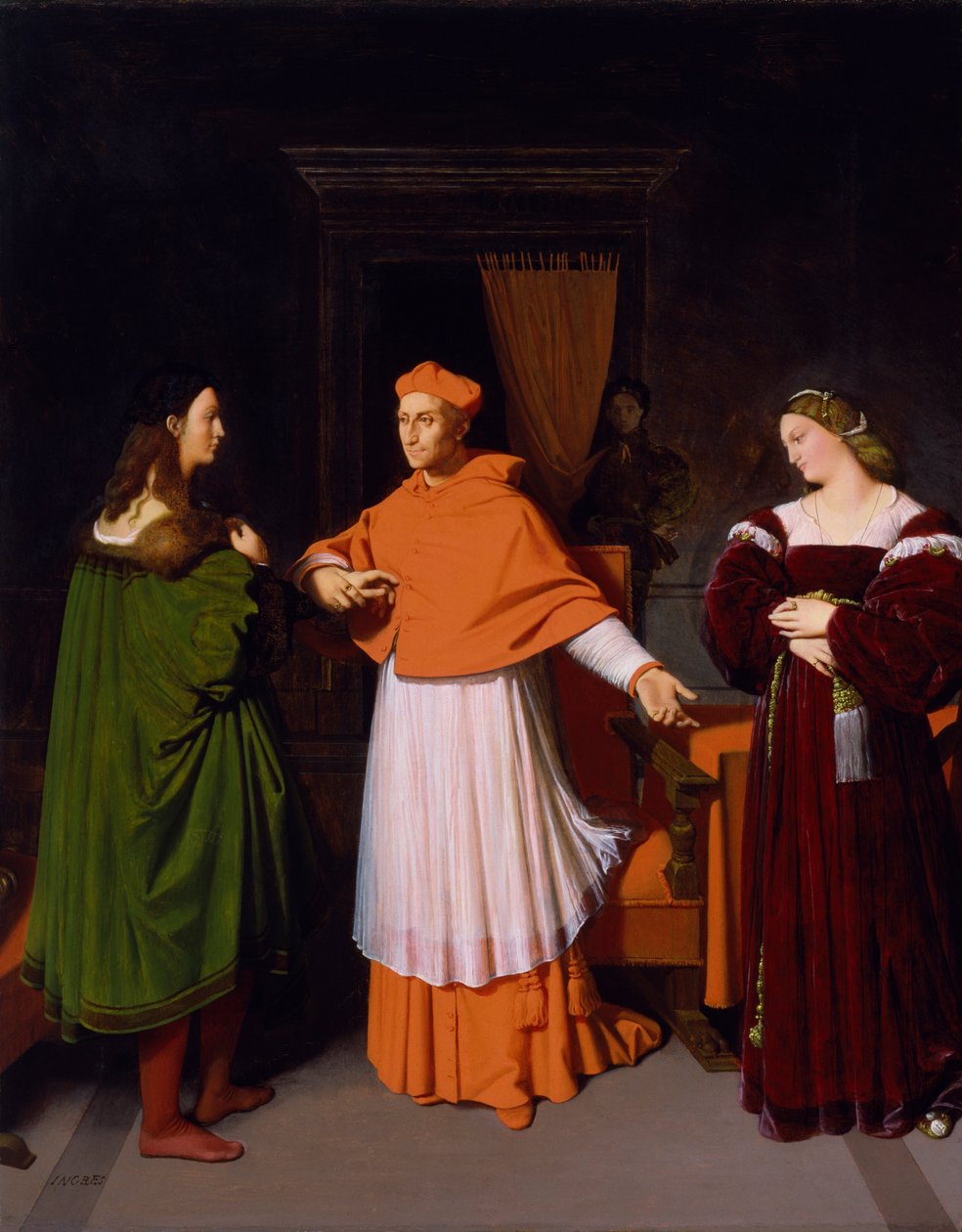 Rafaelin ja kardinaali Bibbienan sisarentyttären kihlaus tekijältä Jean Auguste Dominique Ingres