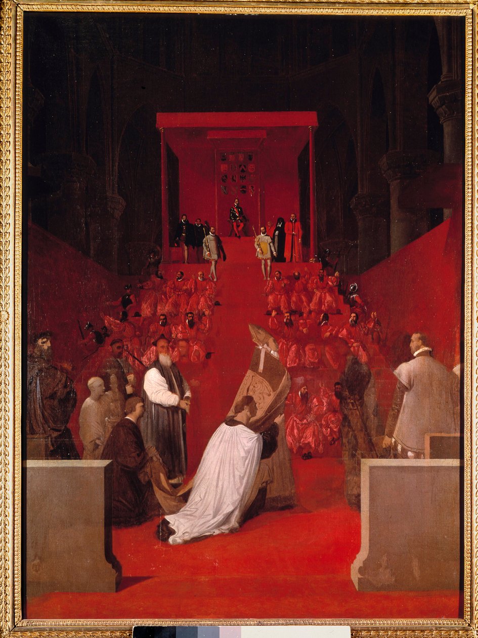 Alban herttualla on Brysselin Pyhän Gudulen kirkko Ferdinand Alvare of Toledo tekijältä Jean Auguste Dominique Ingres
