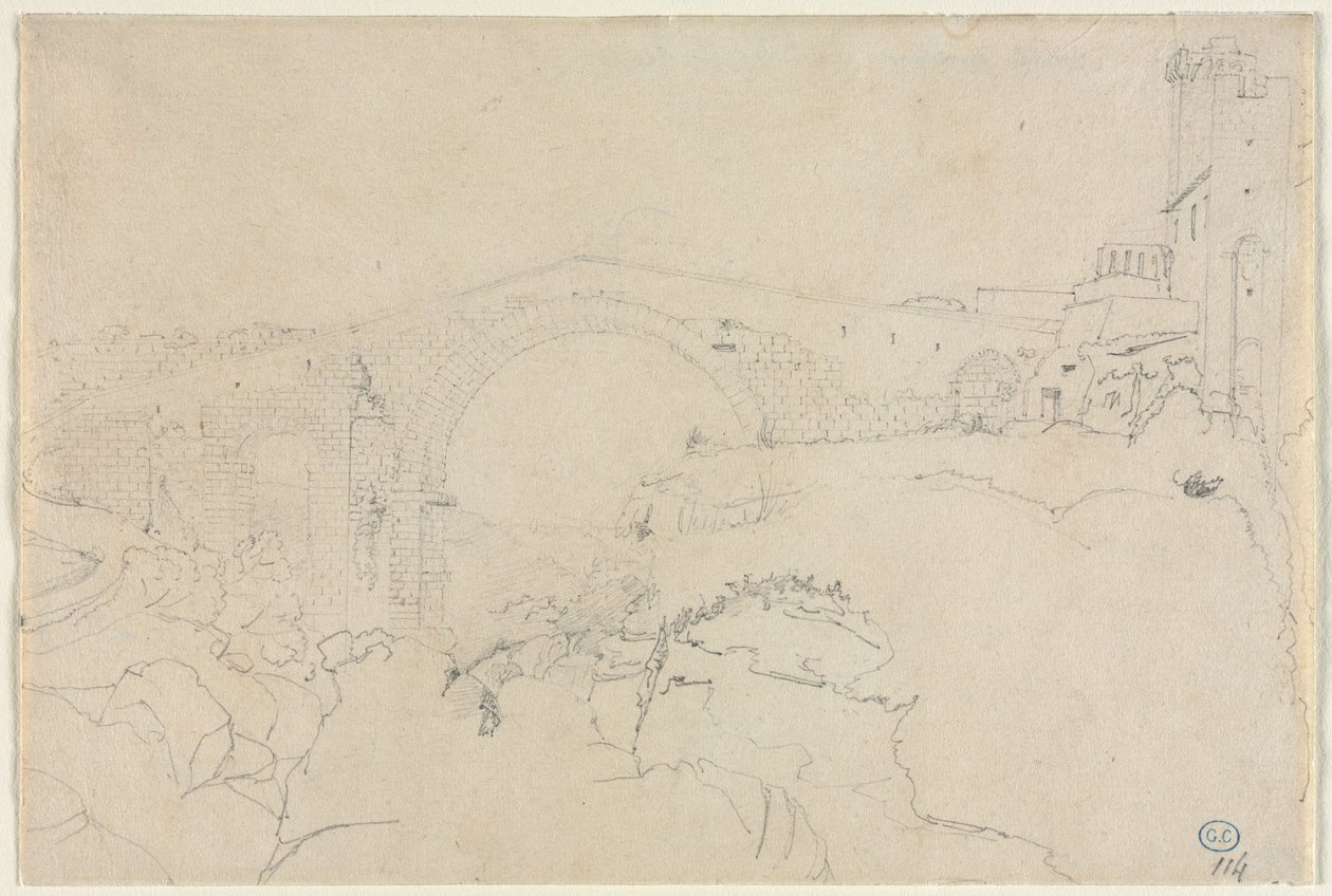 Ponte dellAbbadia Vulcissa, 1800-luvun ensimmäinen puolisko. tekijältä Jean Auguste Dominique Ingres