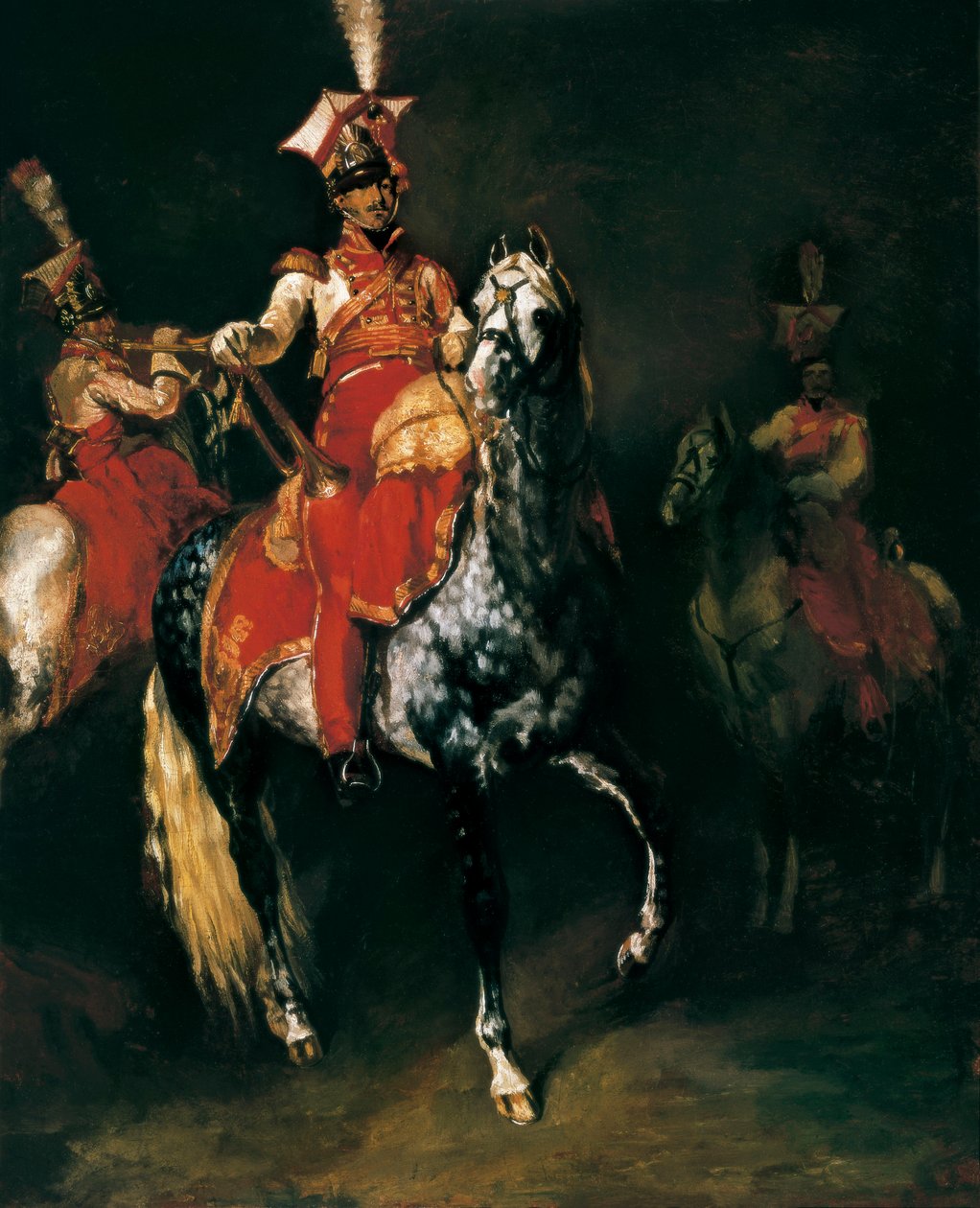 Trumpetisti hevosen selässä Napoleonin keisarillisessa kaartissa. Theodore Gericaultin maalaus (1791-1824) tekijältä Jean Auguste Dominique Ingres