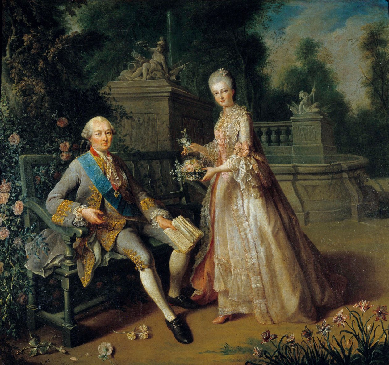 Louis Jean Marie de Bourbon, Penthievren herttua (1725-1793) ja hänen tyttärensä Louise Adelaide (1753-1821), josta tuli Orleansin herttuatar ja Orleansin Louis Philippe II:n vaimo dit Philippe Egalite (1747-1793) Jean Baptisten maalaus Charpentier (1728 tekijältä Jean Baptiste Charpentier