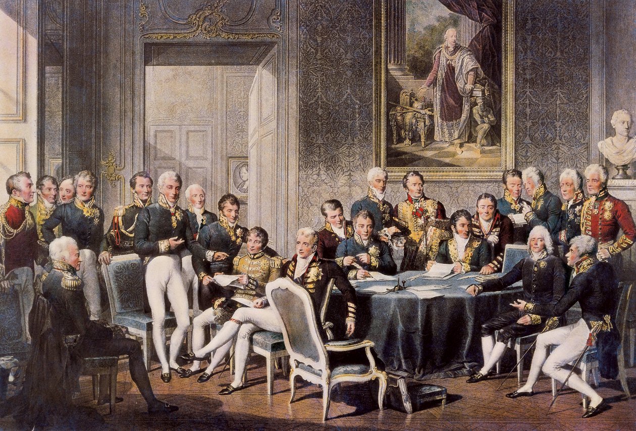 Wienin kongressi 1814 (värikaiverrus) tekijältä Jean Baptiste (after) Isabey