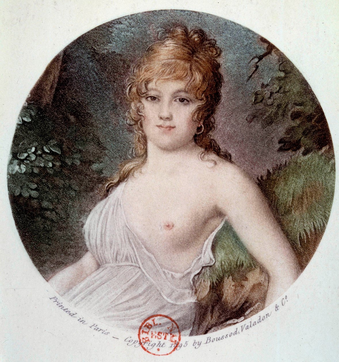 Madame Tallianin muotokuva, s. Cabarrus, Caramanin prinsessa - Chimay (1773-1835) nimeltä Notre Dame de Thermidor Lithography Jean-Baptiste Isabeyn (1767-1855) mukaan 1895 Paris, Musee Carnavalet tekijältä Jean Baptiste (after) Isabey