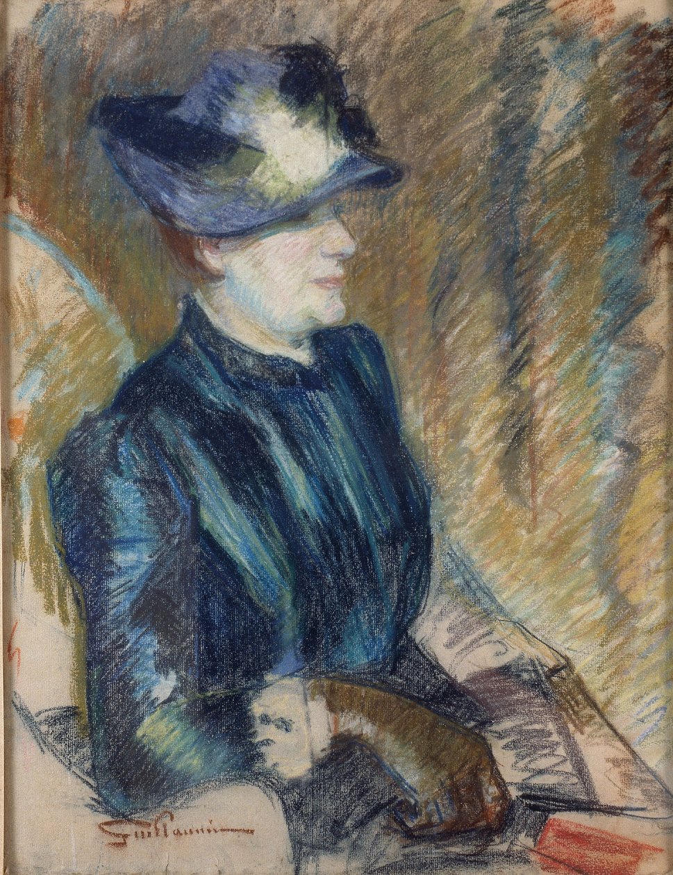 Taiteilijan vaimon muotokuva, n.1889-90 (pastelli paperille piirustuspöydälle). tekijältä Jean Baptiste Armand Guillaumin