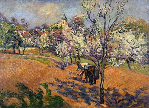 Kevät parilla kuokka- ja ompelulla (öljy kankaalle) tekijältä Jean Baptiste Armand Guillaumin