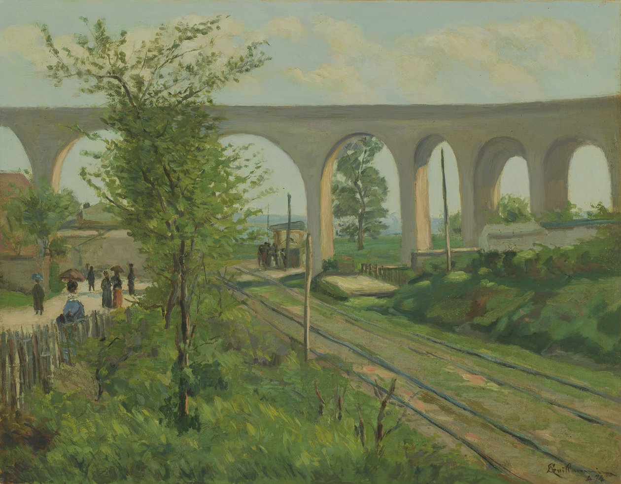 Arcueil Aqueduct Sceaux Railroad Crossingissa, 1874 tekijältä Jean Baptiste Armand Guillaumin