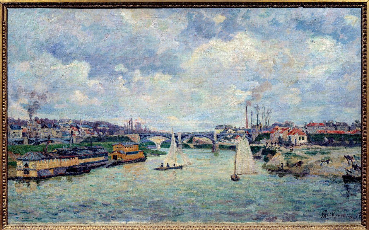Charentonin satama. Näkymä Charenton-le-Pontin kaupunkiin tekijältä Jean Baptiste Armand Guillaumin
