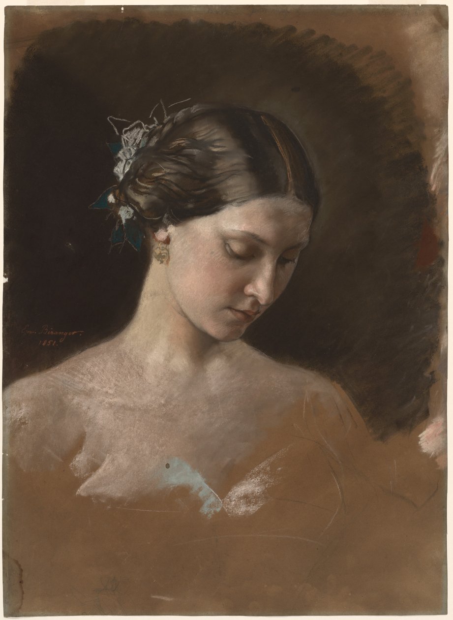 Naisen muotokuva, n. 1889-1899 (pastelli) tekijältä Jean Baptiste Beranger
