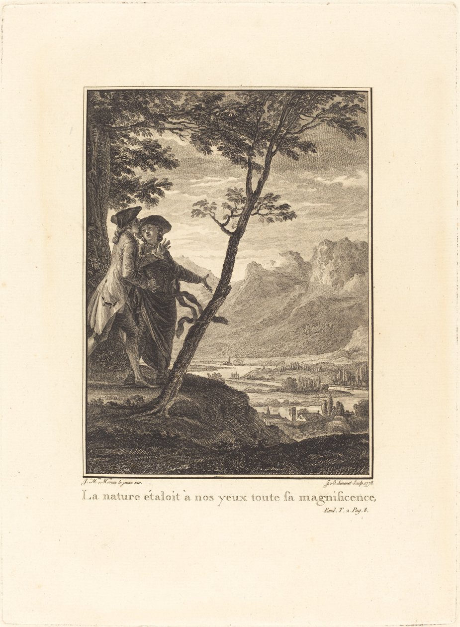 Luonto osoitti silmiimme kaiken loistonsa tekijältä Jean Baptiste Blaise Simonet after Jean Michel Moreau