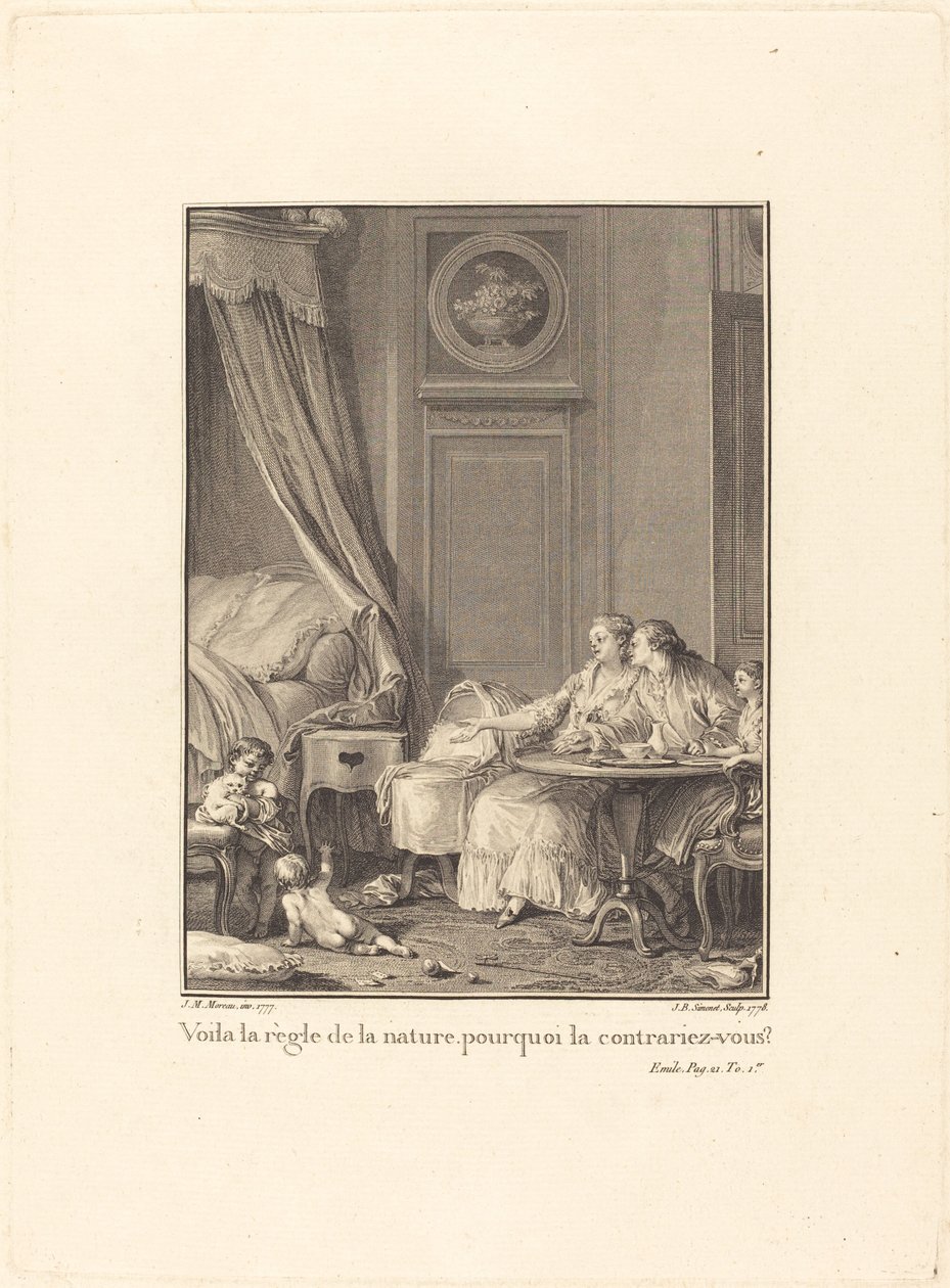 Se on luonnon sääntö, miksi rikot sitä? tekijältä Jean Baptiste Blaise Simonet after Jean Michel Moreau