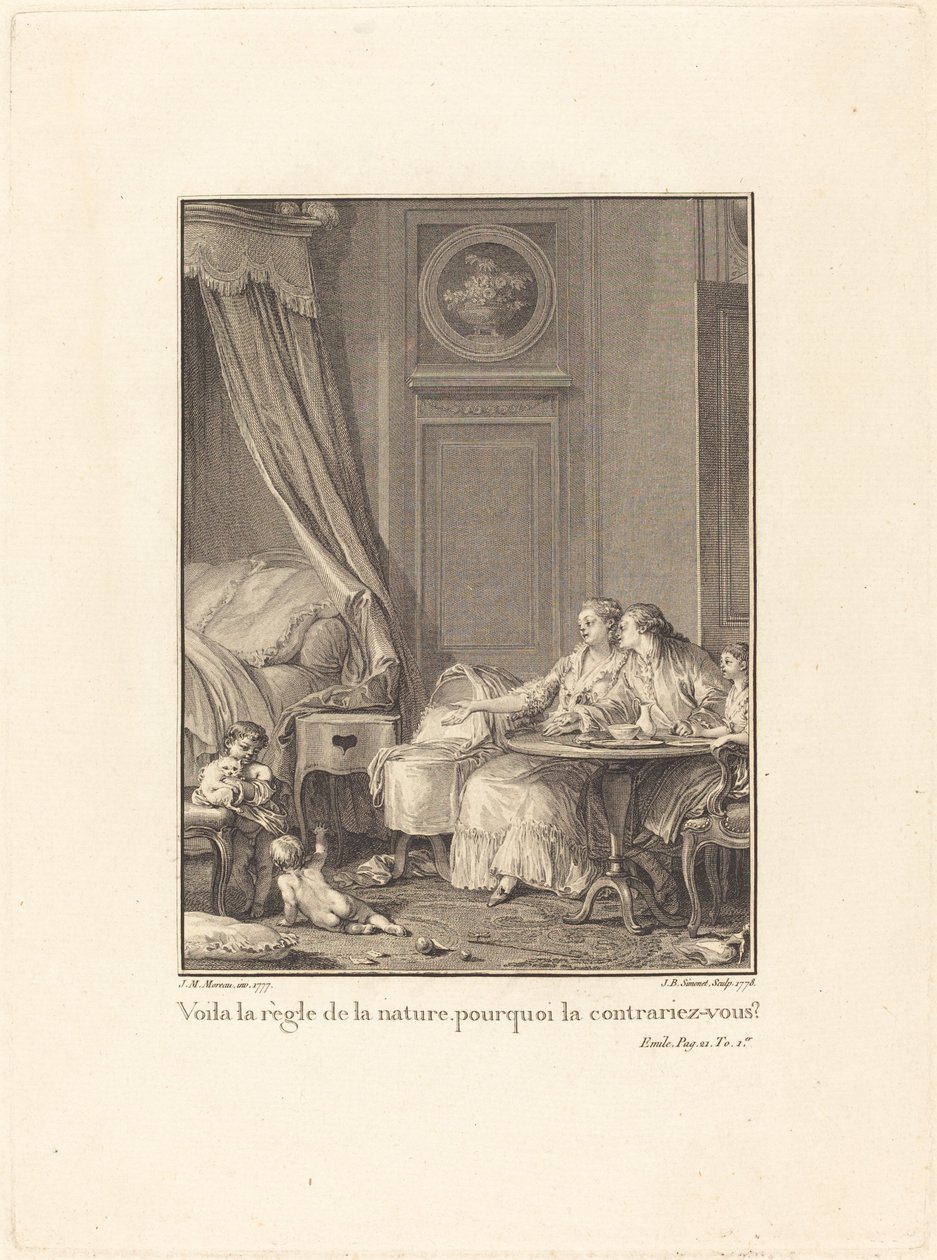 Se on luonnon sääntö, miksi rikot sitä? tekijältä Jean Baptiste Blaise Simonet after Jean Michel Moreau