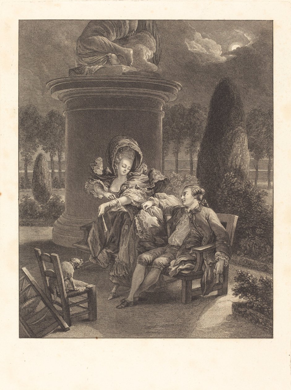 Thuileries-ilta tekijältä Jean Baptiste Blaise Simonet after Pierre Antoine Baudouin