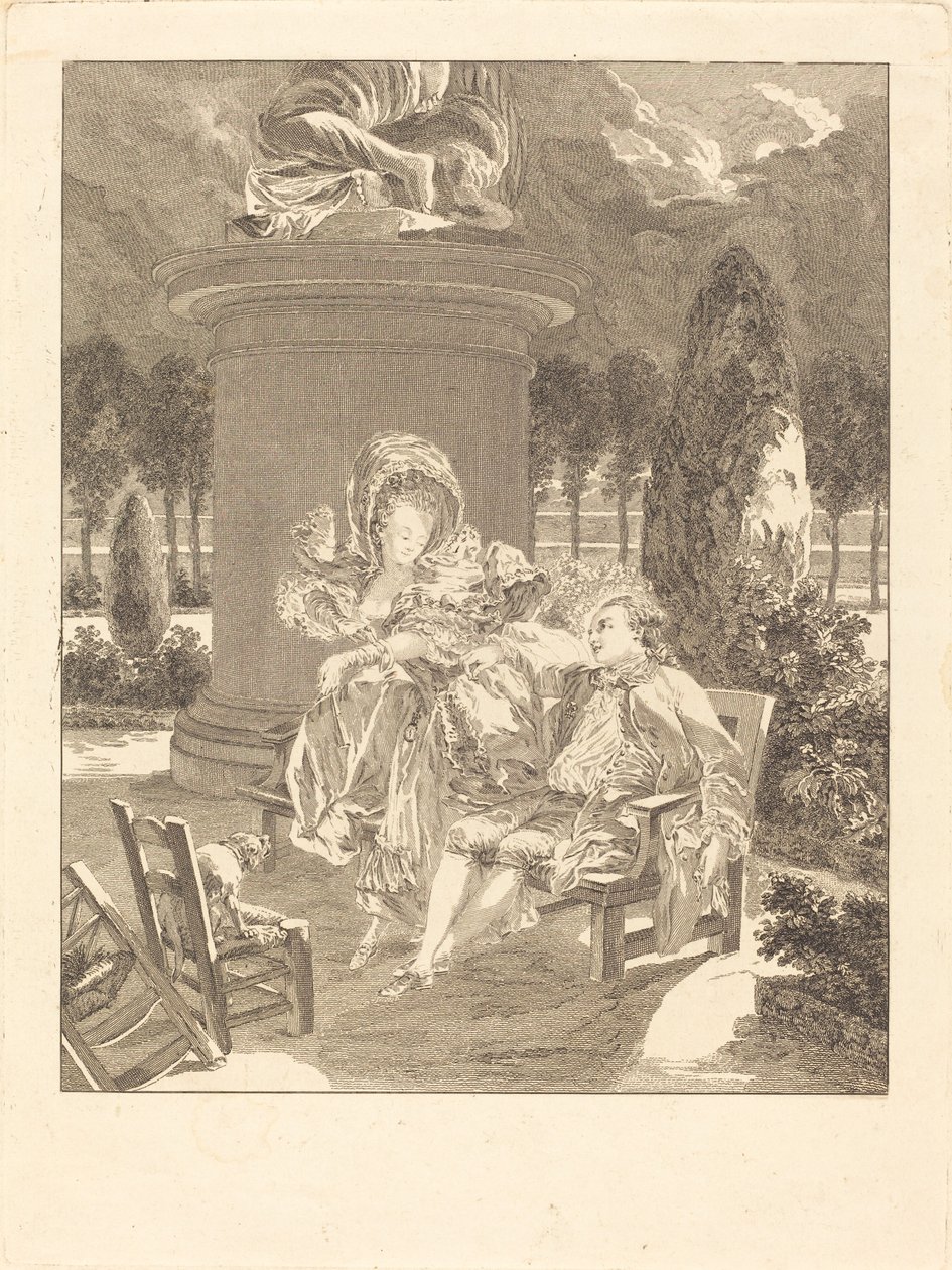 Thuileries-ilta tekijältä Jean Baptiste Blaise Simonet after Pierre Antoine Baudouin