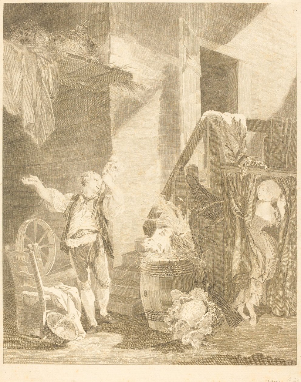 Rose ja Colas tekijältä Jean Baptiste Blaise Simonet after Pierre Antoine Baudouin