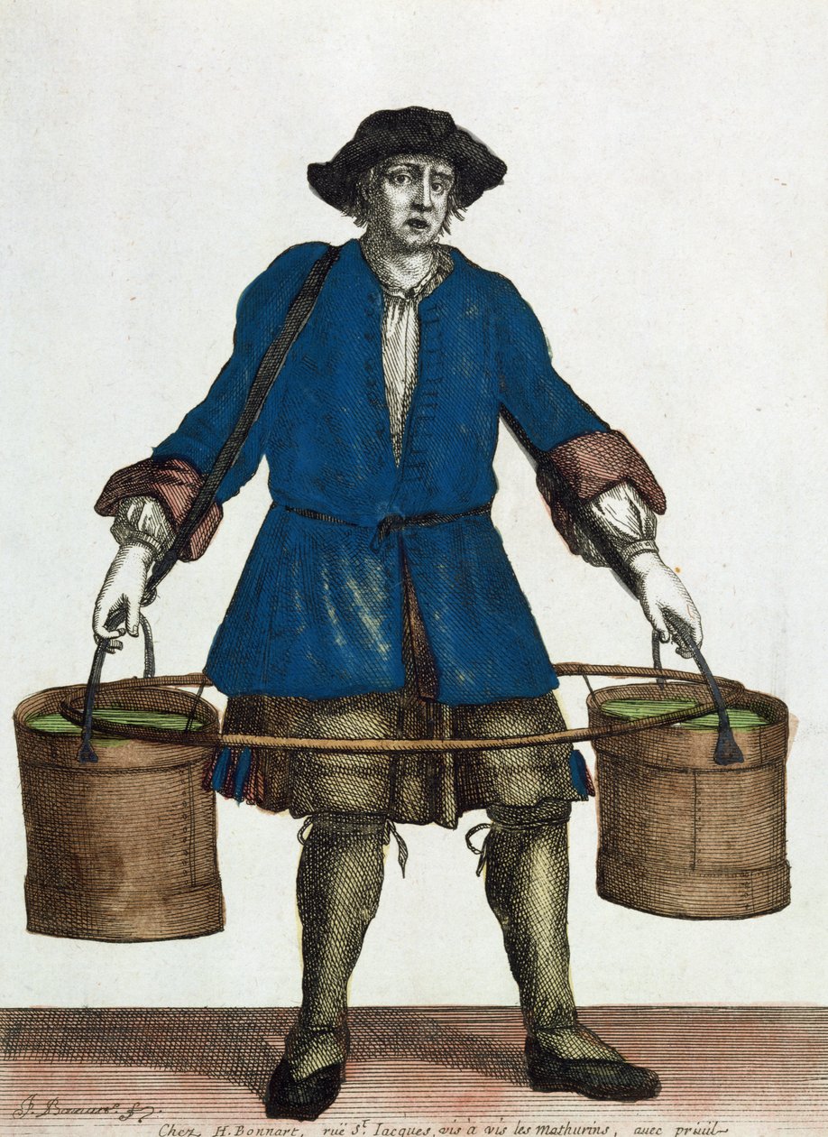 The Water Carrier, 1700-luvun loppu (värikaiverrus) tekijältä Jean Baptiste Bonnart