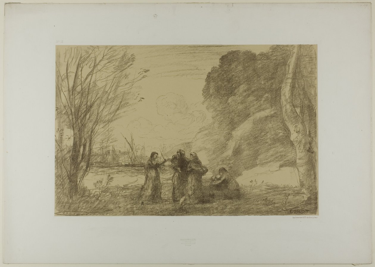 Perhe Terracinassa tekijältä Jean Baptiste Camille Corot