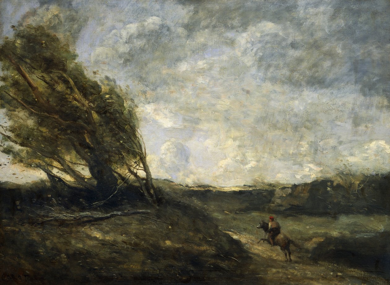 Tuulenpuuska tekijältä Jean Baptiste Camille Corot