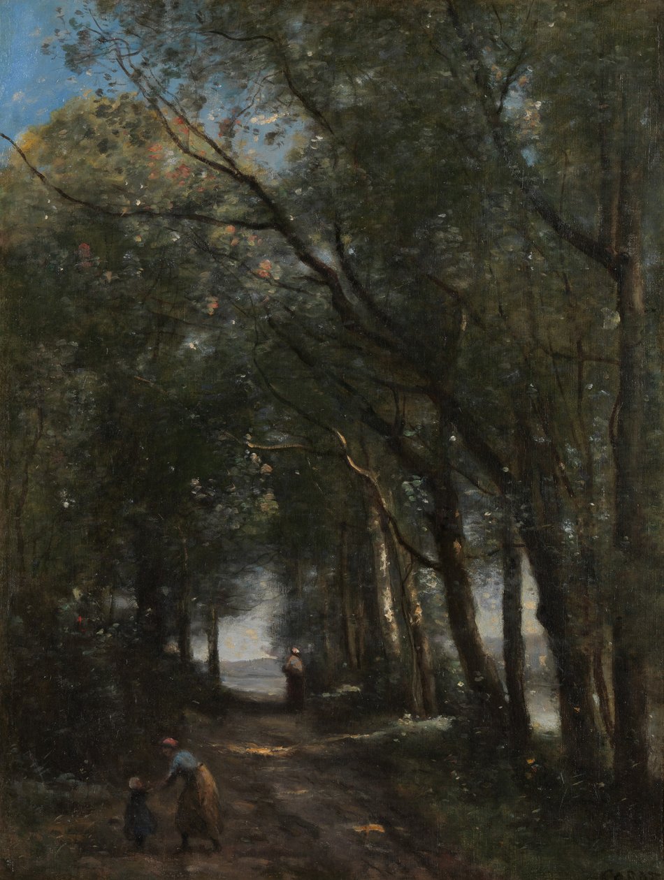 Lane puiden läpi, n. 1870-73. tekijältä Jean Baptiste Camille Corot