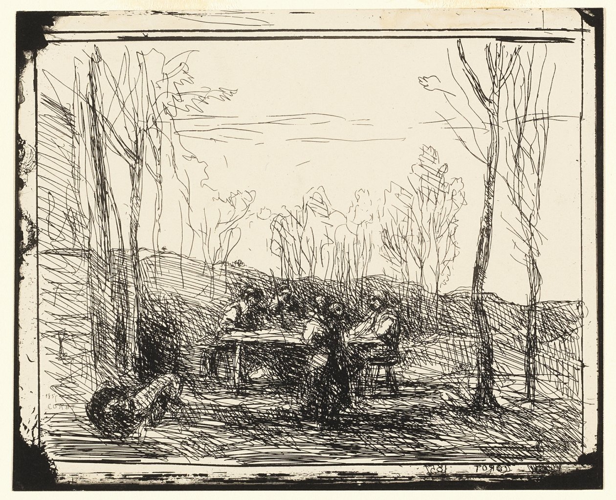Piknik raivaamalla tekijältä Jean Baptiste Camille Corot