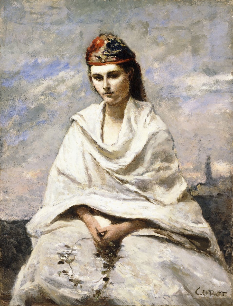 Nuori kreikkalainen valkoisella huivilla, n. 1868-70 tekijältä Jean Baptiste Camille Corot