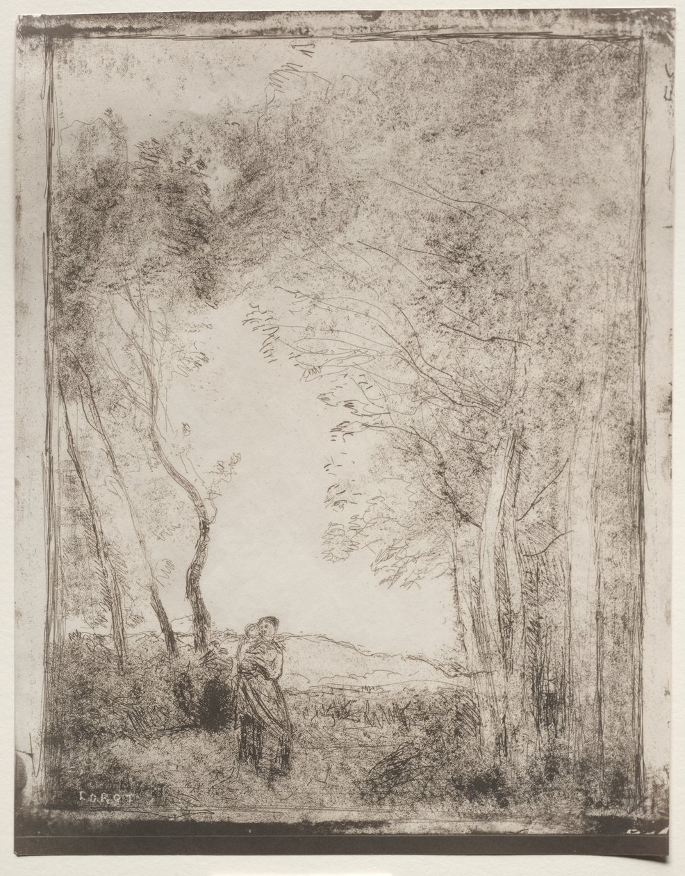 Nuori äiti metsän sisäänkäynnissä tekijältä Jean Baptiste Camille Corot